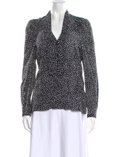 Pre-owned Maje Printed V-neck Blouse In Black