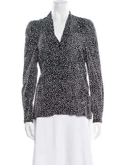 Pre-owned Maje Printed V-neck Blouse In Black