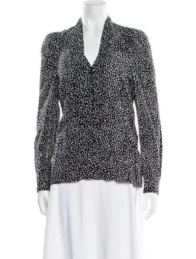 Pre-owned Maje Printed V-neck Blouse In Black