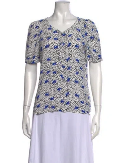 Pre-owned Maje Printed V-neck Blouse In Black/white