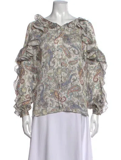 Pre-owned Maje Printed V-neck Blouse In Grey
