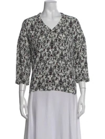 Pre-owned Maje Printed V-neck Blouse In Multi