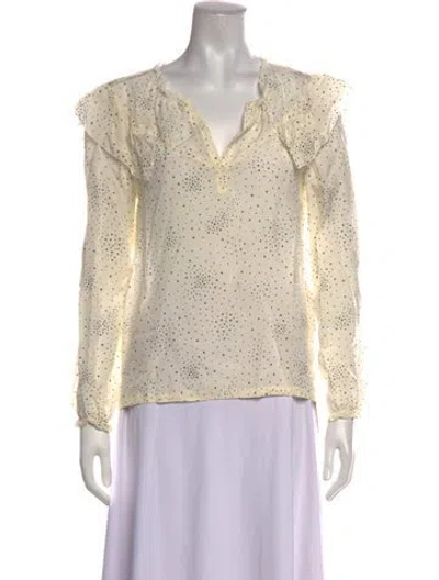 Pre-owned Maje Printed V-neck Blouse In Neutrals