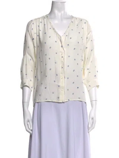 Pre-owned Maje Printed V-neck Blouse In Neutrals