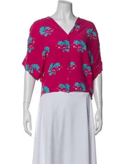 Pre-owned Maje Printed V-neck Blouse In Pink