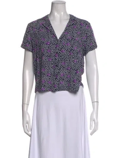 Pre-owned Maje Printed V-neck Blouse In Purple
