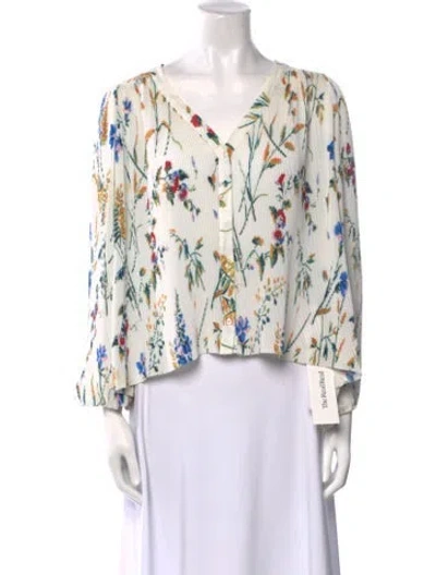 Pre-owned Maje Printed V-neck Blouse In White