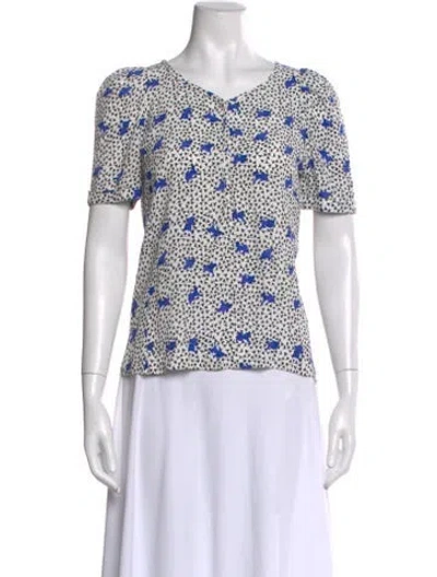 Pre-owned Maje Printed V-neck Blouse In White