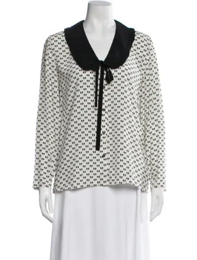 Pre-owned Maje Printed V-neck Blouse In White
