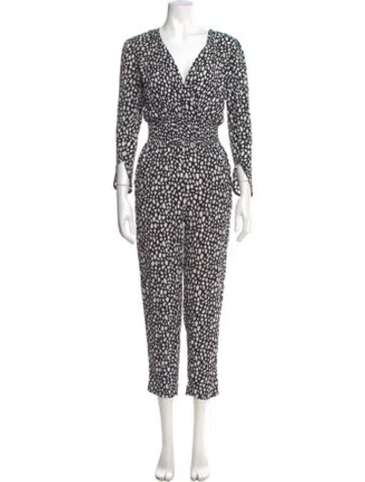 Pre-owned Maje Printed V-neck Jumpsuit In Black