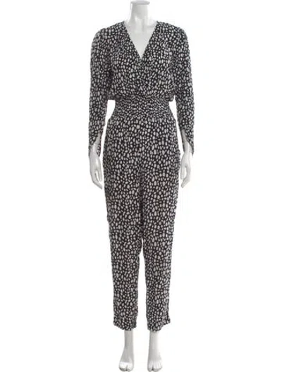 Pre-owned Maje Printed V-neck Jumpsuit In Black