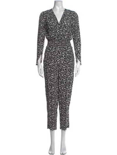 Pre-owned Maje Printed V-neck Jumpsuit In Black