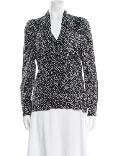 Pre-owned Maje Printed V-neck Polo In Black