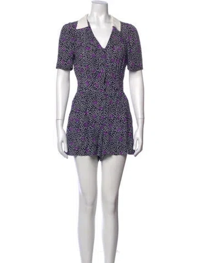 Pre-owned Maje Printed V-neck Romper In Multi