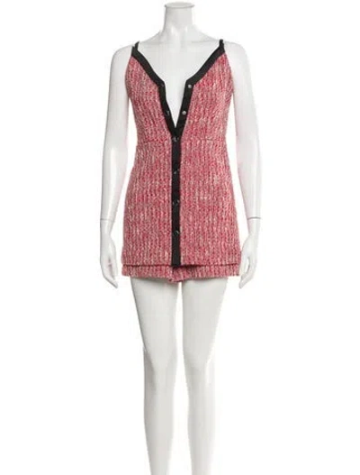 Pre-owned Maje Printed V-neck Romper In Red