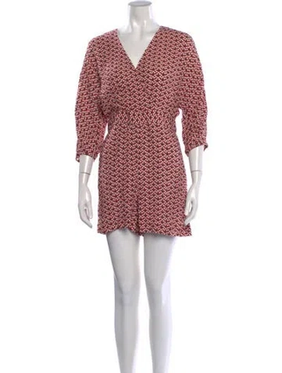 Pre-owned Maje Printed V-neck Romper In Red