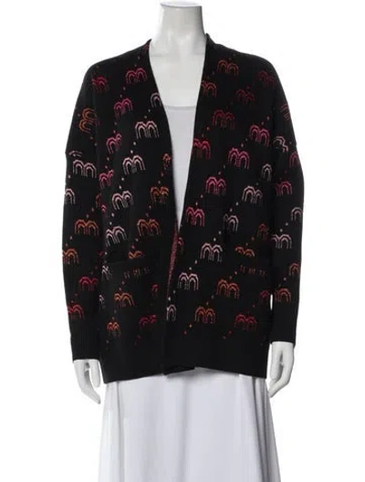 Pre-owned Maje Printed V-neck Sweater In Black
