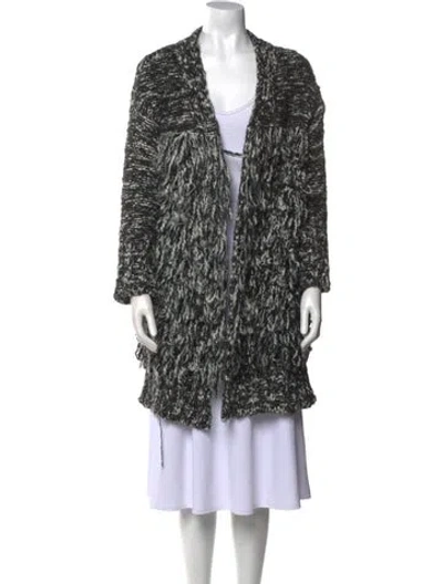 Pre-owned Maje Printed V-neck Sweater In Gray