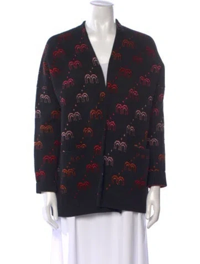 Pre-owned Maje Printed V-neck Sweater In Multi