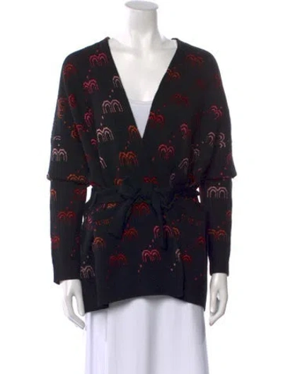 Pre-owned Maje Printed V-neck Sweater In Multi