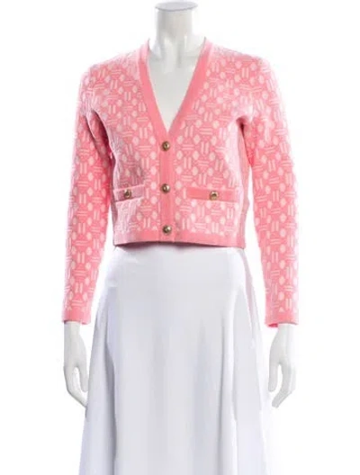 Pre-owned Maje Printed V-neck Sweater In Multi