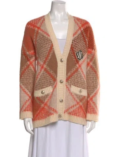 Pre-owned Maje Printed V-neck Sweater In Orange