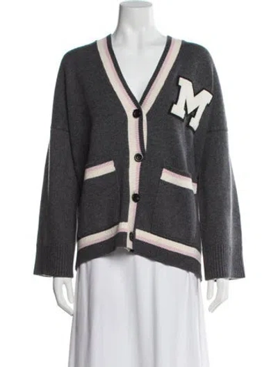 Pre-owned Maje Printed V-neck Sweater W/ Tags In Gray