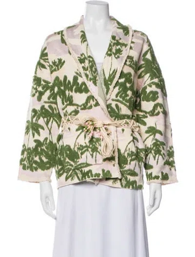 Pre-owned Maje Printed V-neck Sweater W/ Tags In Green