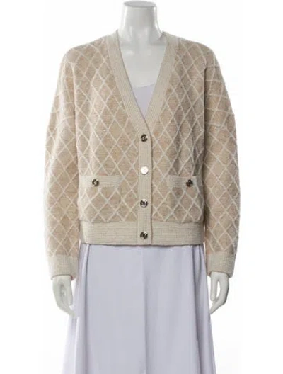 Pre-owned Maje Printed V-neck Sweater W/ Tags In Neutral