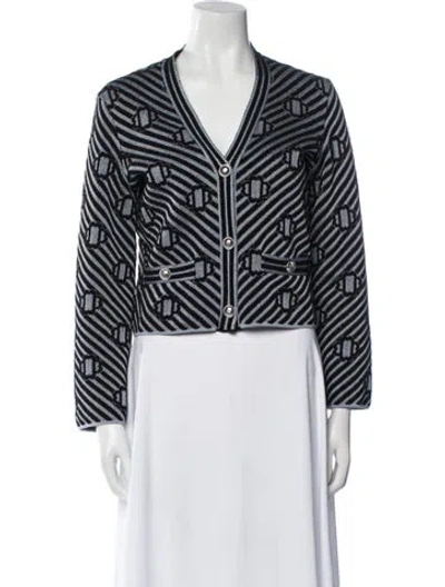 Pre-owned Maje Printed V-neck Sweater W/ Tags In White