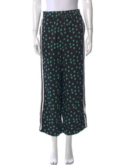 Pre-owned Maje Printed Wide Leg Pants In Black