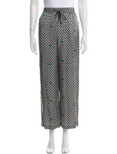 Pre-owned Maje Printed Wide Leg Pants In Green