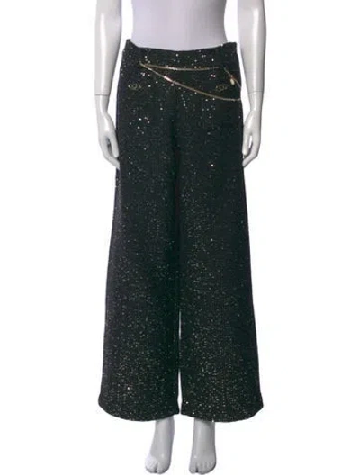 Pre-owned Maje Printed Wide Leg Pants W/ Tags In Black