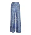 Maje Printed Wide-leg Trousers In Blue