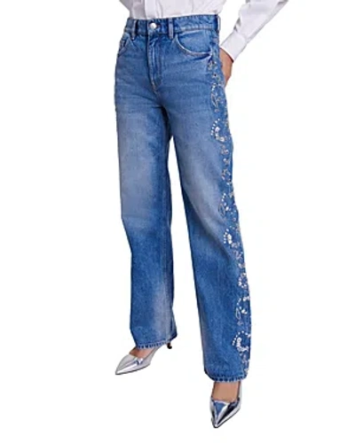 Maje Promessa Mid Rise Jeans In Blue