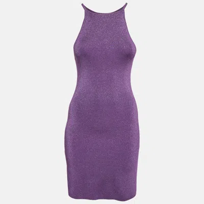 Pre-owned Maje Purple Metallic Knit Rouliana Mini Dress Xs