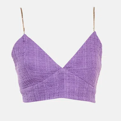 Pre-owned Maje Purple Tweed Lapraia Bralette Top M