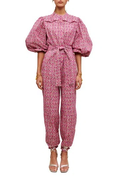 Maje Pyad Floral Print Jumpsuit In Pink