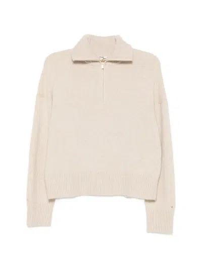 Maje Quarter-zip Sweater In Neutral