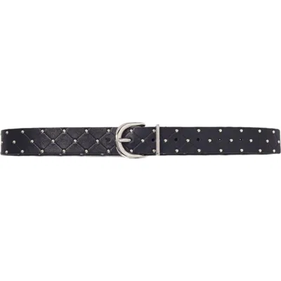 Maje Quilted Leather Belt In Black