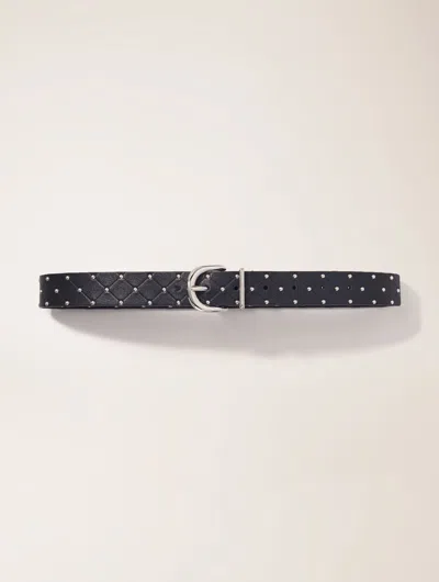 Maje Quilted Leather Belt In Black
