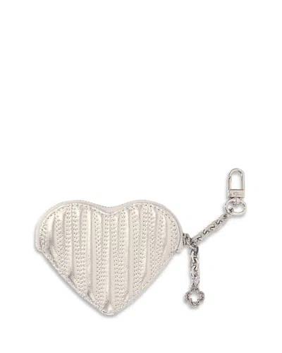 Maje Quilted Metallic Heart Purse In Silver
