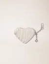 Maje Quilted Metallic Heart Purse In Silver