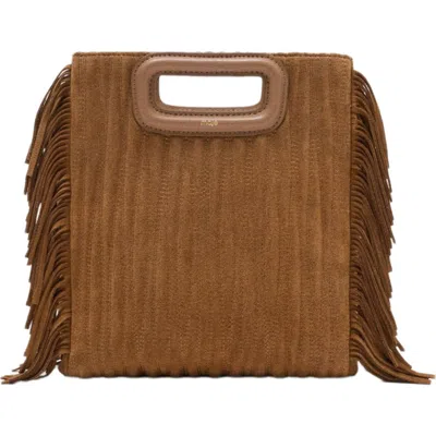 Maje Quilted Suede M Bag In Brown