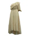 Maje Racha One Shoulder Midi Dress In Pink Polyester In Pink