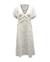Maje Racky Ruffled Printed Midi Dress In Ivory Cupro In Grey