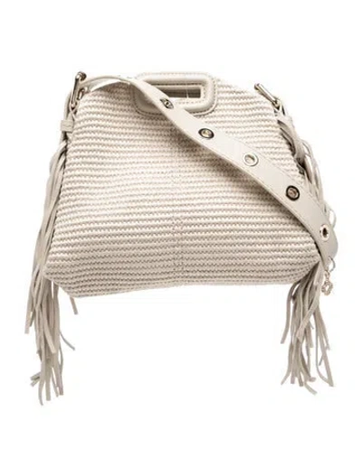Pre-owned Maje Raffia Crossbody Bag In Neutral