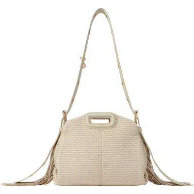 Maje Raffia Effect Miss M Mini Bag In Sand
