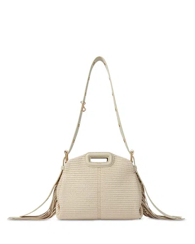 Maje Raffia Effect Miss M Mini Bag In Beige