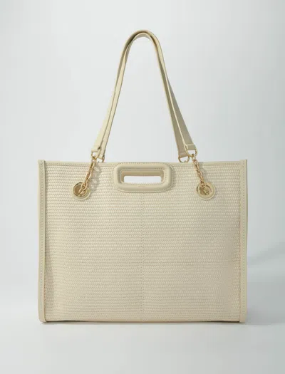 Maje Raffia Effect Tote Bag In Beige